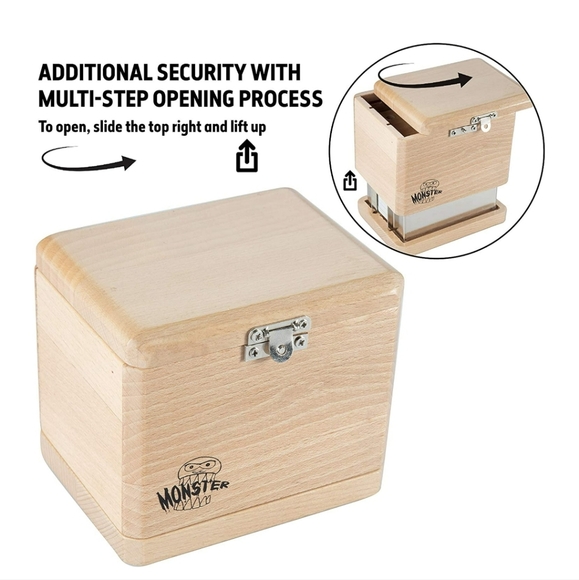 Monster Misdirection Theft-Deterrent TCG Wooden Deck Box- Fake Latch Won't Open - Picture 3 of 13